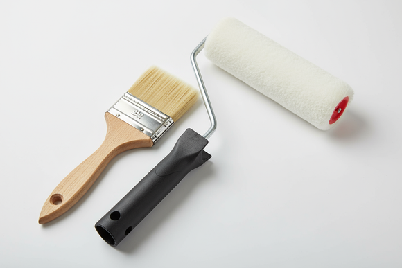 Paint Brush, Roller and Plastic