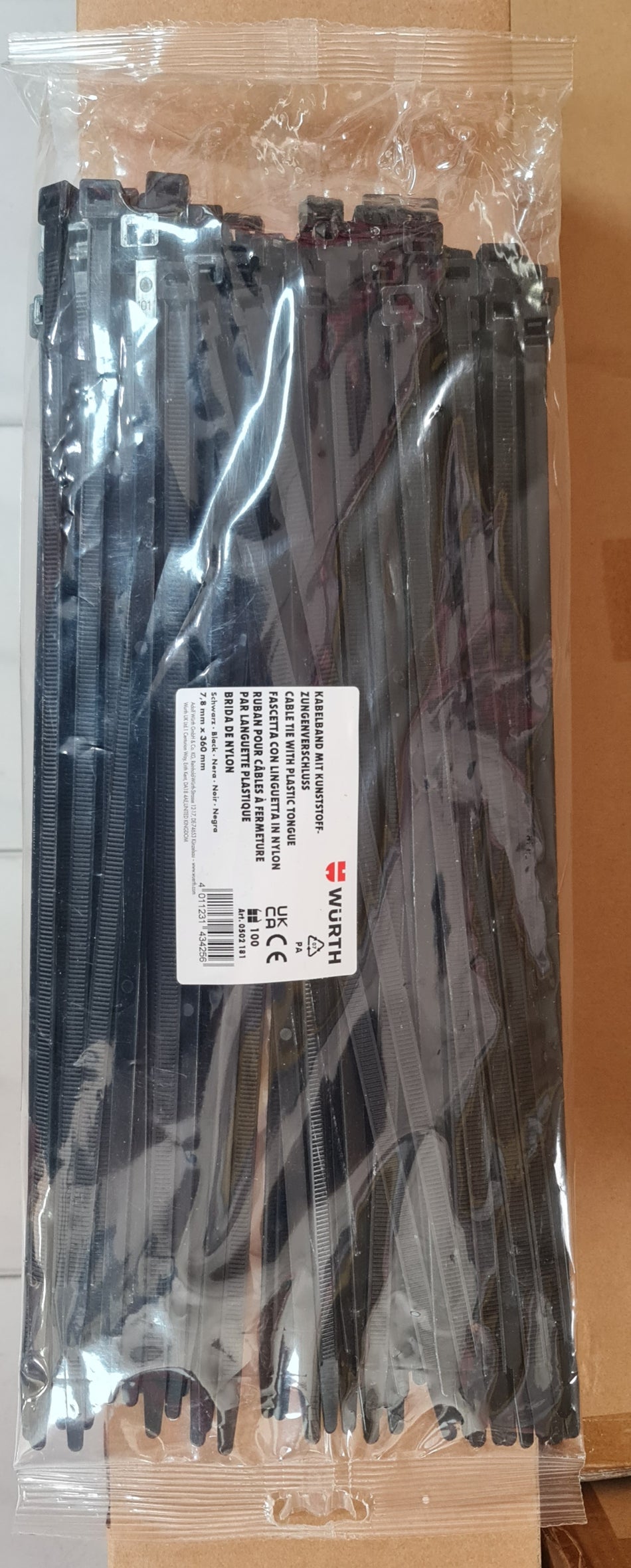 CABLE TIES 7.8X360 BLACK- 100 PCS