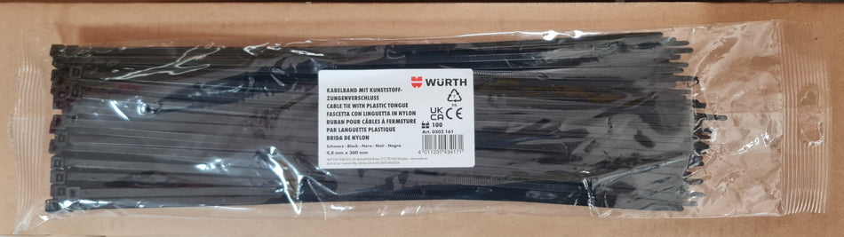 CABLE TIES 4.8X360 BLACK 100 PCS